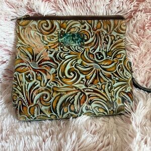 Patricia Nash Brown and Cream Clutch with Intricate Design